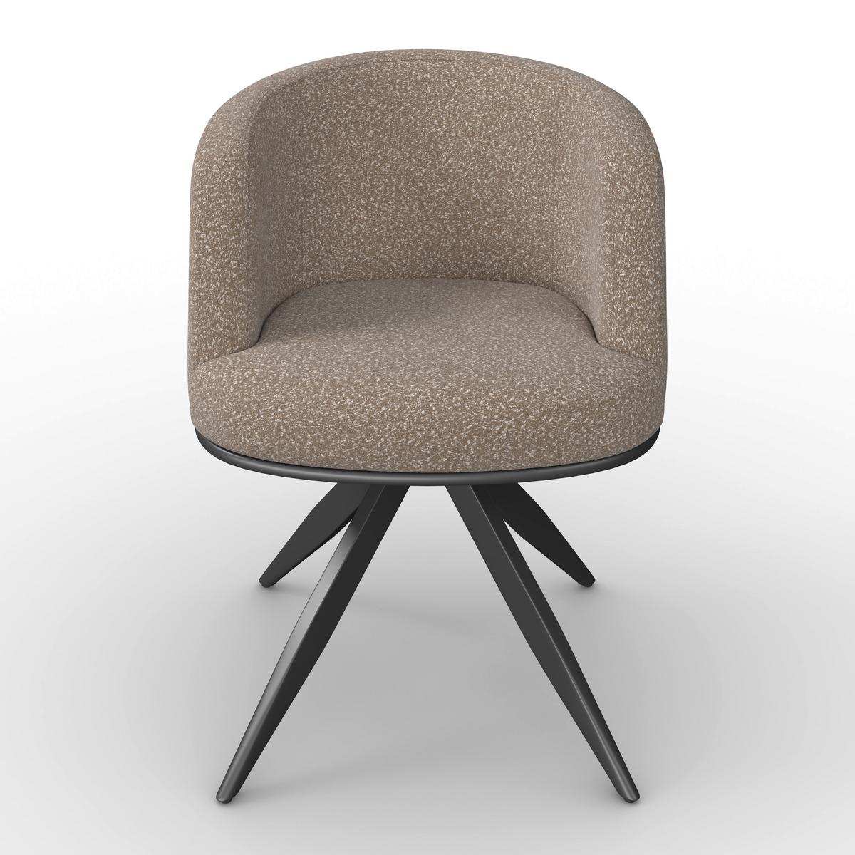Armlehnstuhl Nela Braun Bouclé Drehbar Gepolstert - Schwarz/Braun, MODERN, Holz/Textil (62/77/62cm) - Bessagi Home