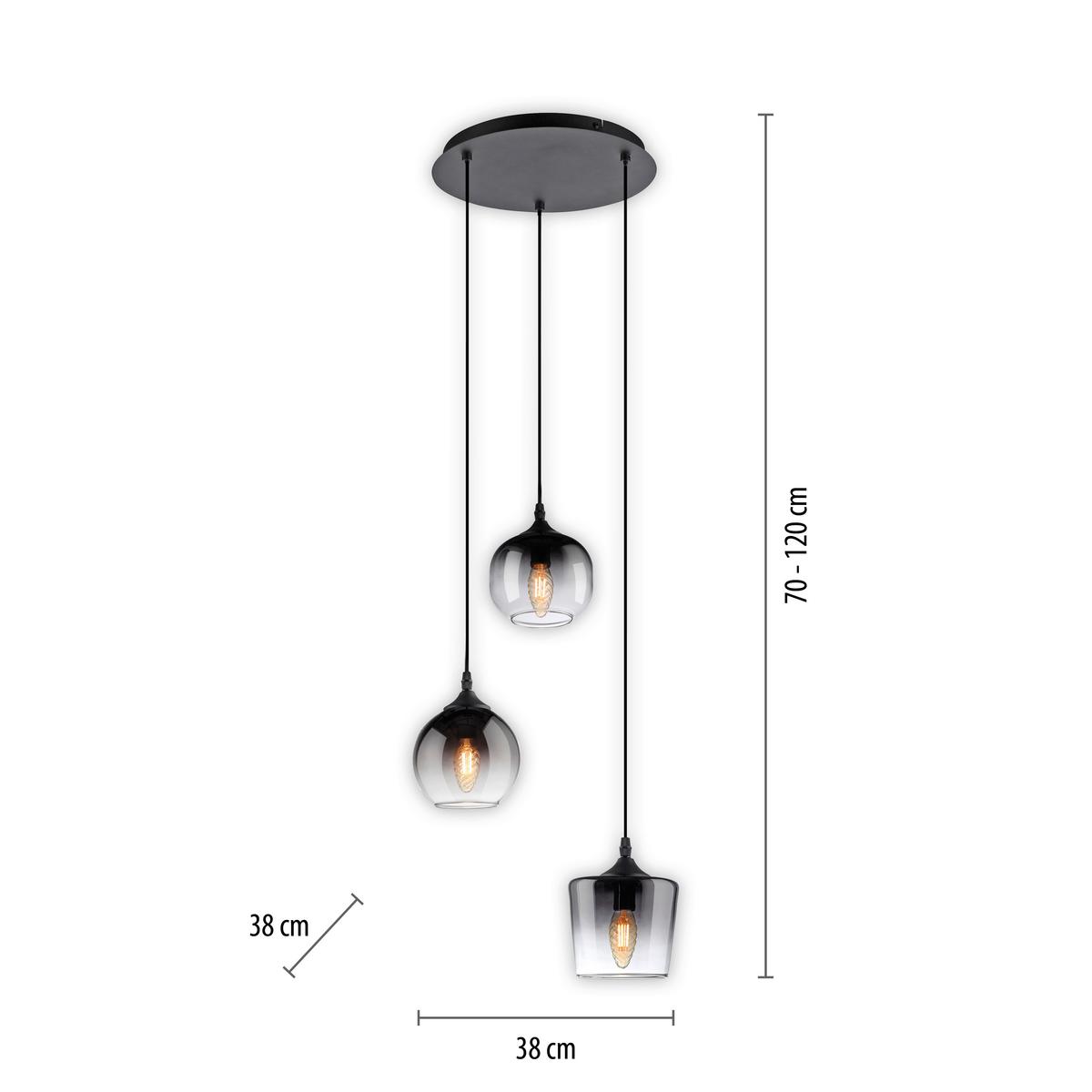 LAMPA WISZĄCA LED ZEA - czarny, Modern, tworzywo sztuczne/metal (38/38/70-120cm)