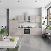 Küchenblock Riva Low m. Geräten Grau - Schieferfarben/Edelstahlfarben, MODERN, Holzwerkstoff/Metall (330cm) - Nobilia