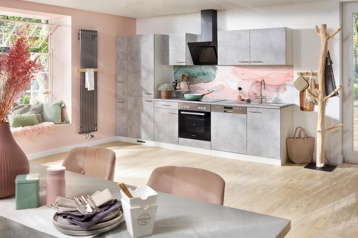 Kuhinjski Blok Z Aparati Malia, 310cm - barve nerjavečega jekla/siva, Basics, kovina/leseni material (310cm) - Respekta