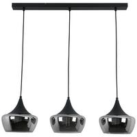 Hängeleuchte Nor Schwarz/Chrom max. 3x25 Watt - Chromfarben/Schwarz, MODERN, Glas/Kunststoff (82/22/120cm) - Mömax