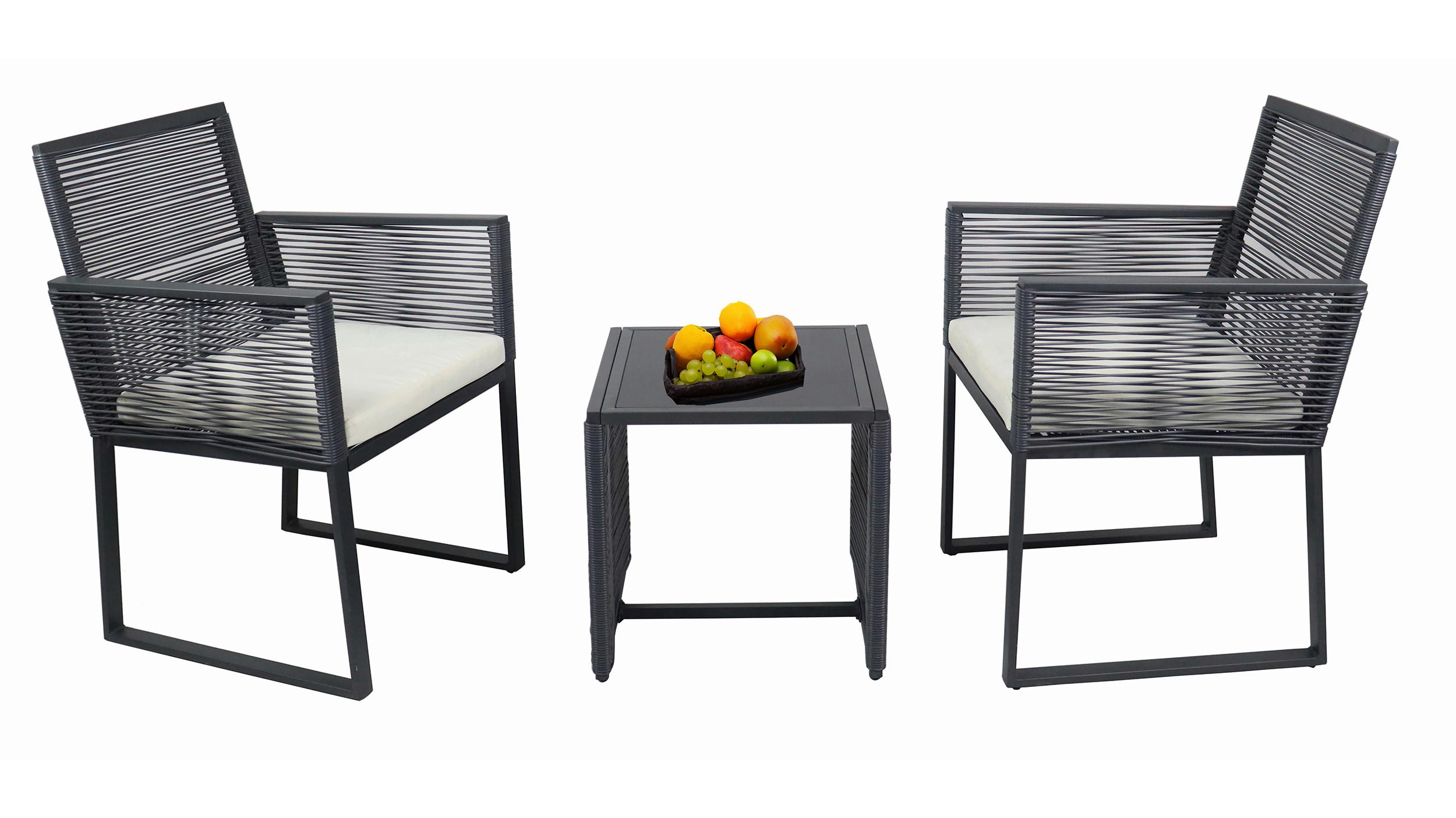 Gartenset Fidola 3-tlg. Schwarz - Schwarz, MODERN, Glas/Kunststoff - MID.YOU