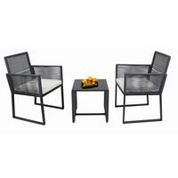 Gartenset Fidola 3-tlg. Schwarz - Schwarz, MODERN, Glas/Kunststoff - MID.YOU