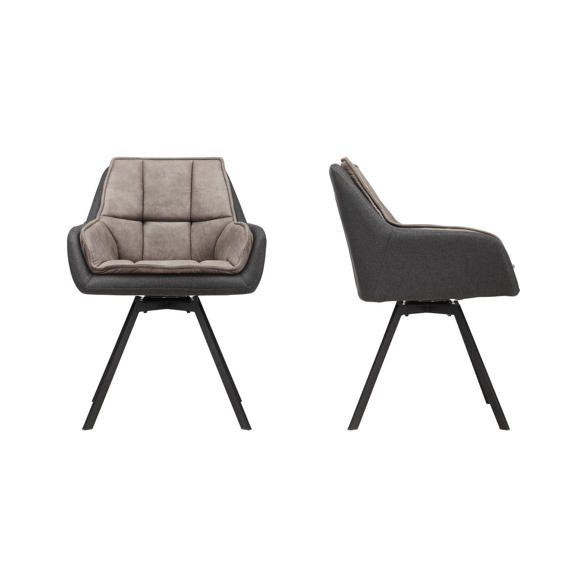 Naslanjač Billy, Siva, Vrtljiv - temno siva/siva, Moderno, kovina/tekstil (62/85/62cm) - Bessagi Home