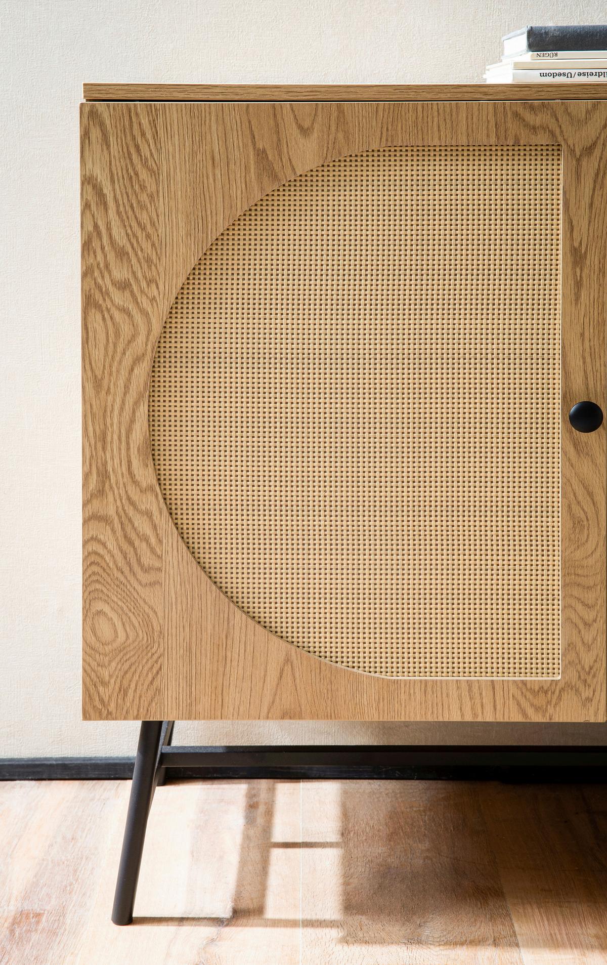 SIDEBOARD WL6.892 - Eichefarben/Schwarz, Design, Holzwerkstoff/Metall (140/80/39cm) - MID.YOU
