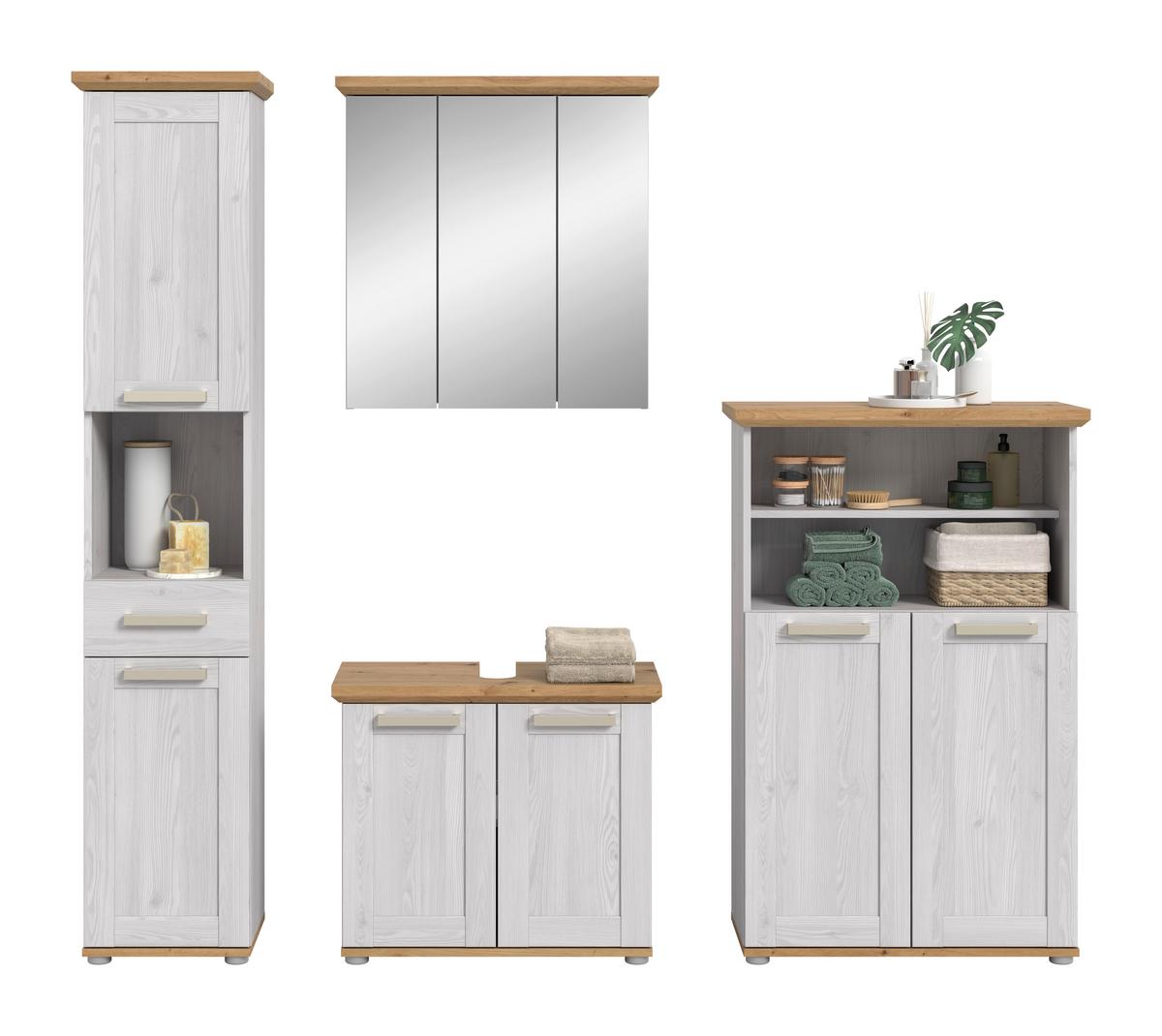 Badezimmer Verona Lärchenfarben/Eiche Artisan - Silberfarben/Lärchefarben, Trend, Glas/Holzwerkstoff (182cm) - MID.YOU
