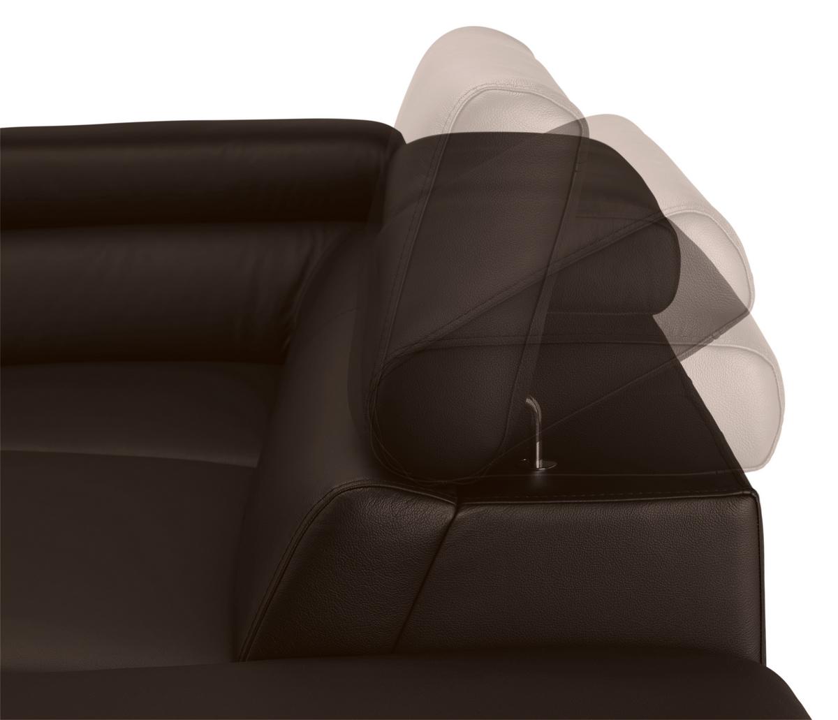 Wohnlandschaft Carmen rechts Dunkelbraun - Dunkelbraun/Schwarz, MODERN, Leder/Holz (292/72/226cm) - Premium Living