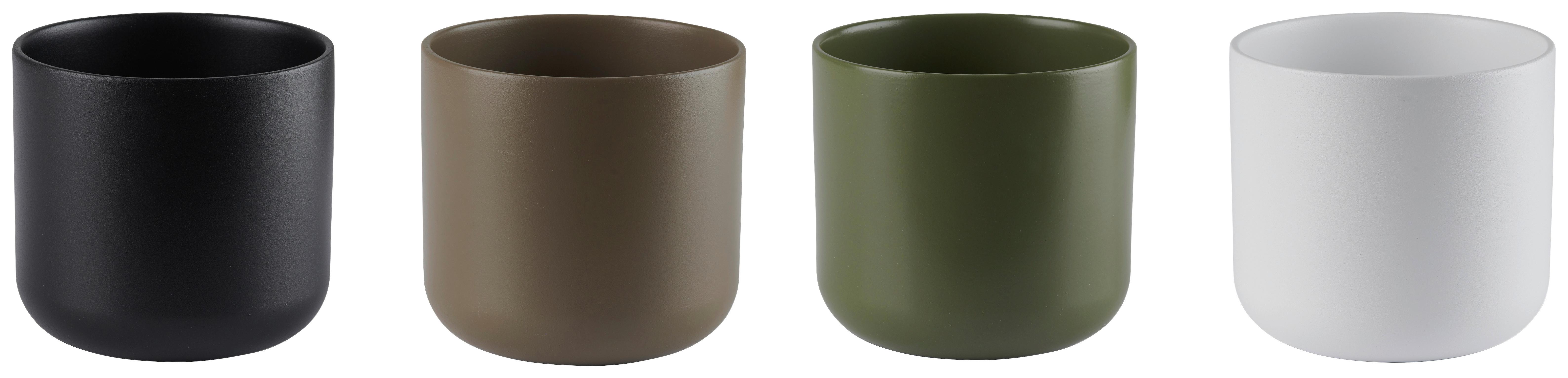 Übertopf Luis in diversen Farben - Taupe/Dunkelgrün, MODERN, Keramik (13,5/12,6cm) - Mömax