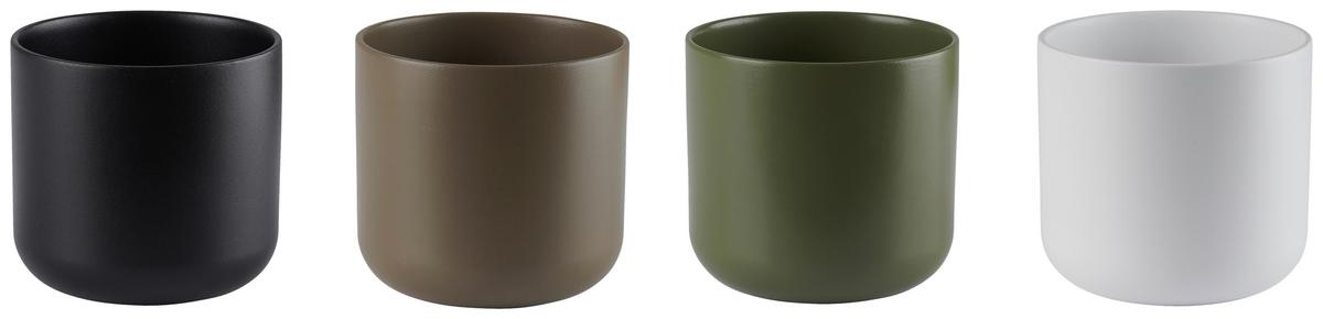 Übertopf Luis in diversen Farben - Taupe/Dunkelgrün, MODERN, Keramik (13,5/12,6cm) - Mömax