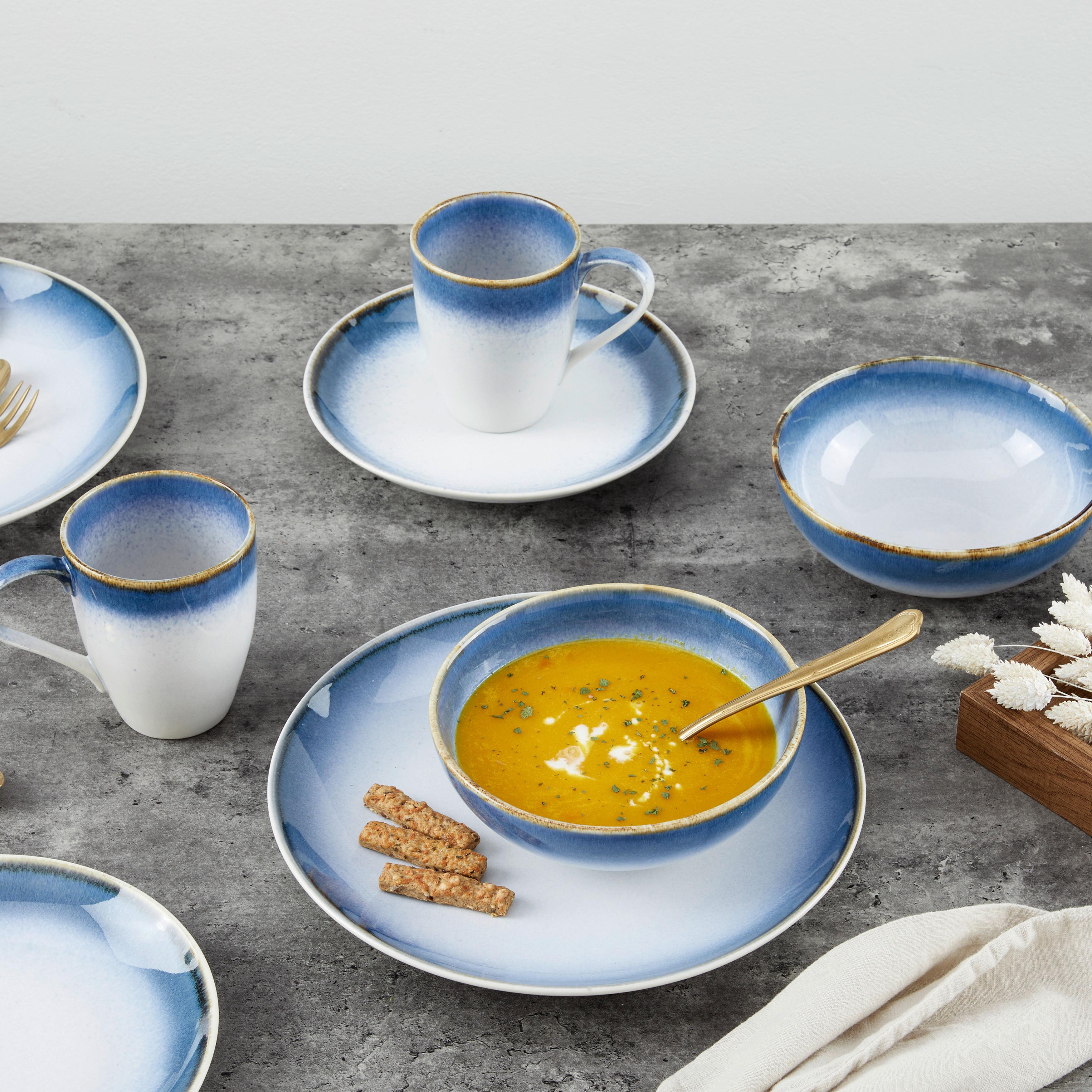 Kombiservice Cascade, 8-teilig - Blau/Weiß, MODERN, Keramik - Creatable