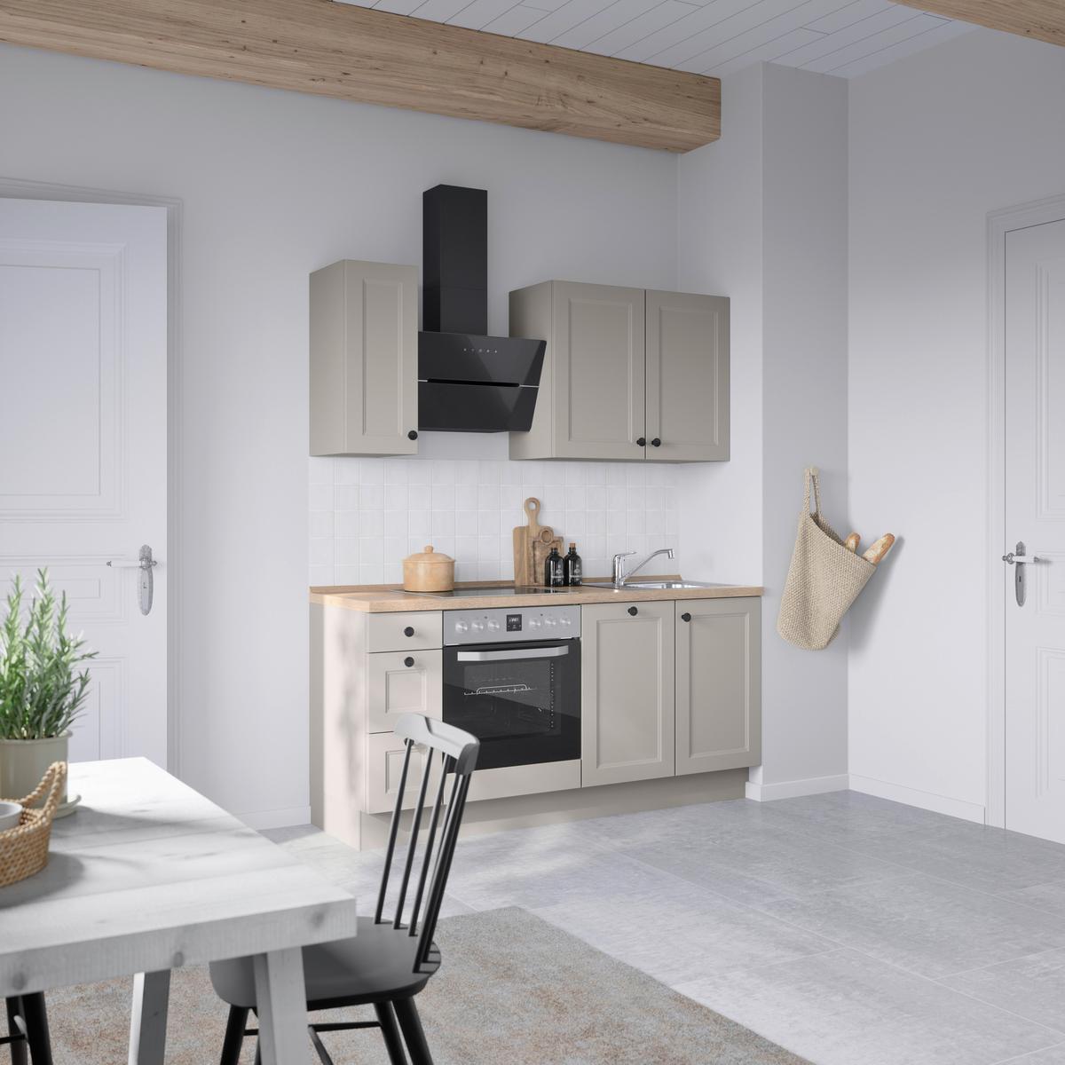 Küchenblock Cascada High m. Geräten Grau - Eiche dunkel/Schwarz, MODERN, Holzwerkstoff/Metall (180cm) - Nobilia