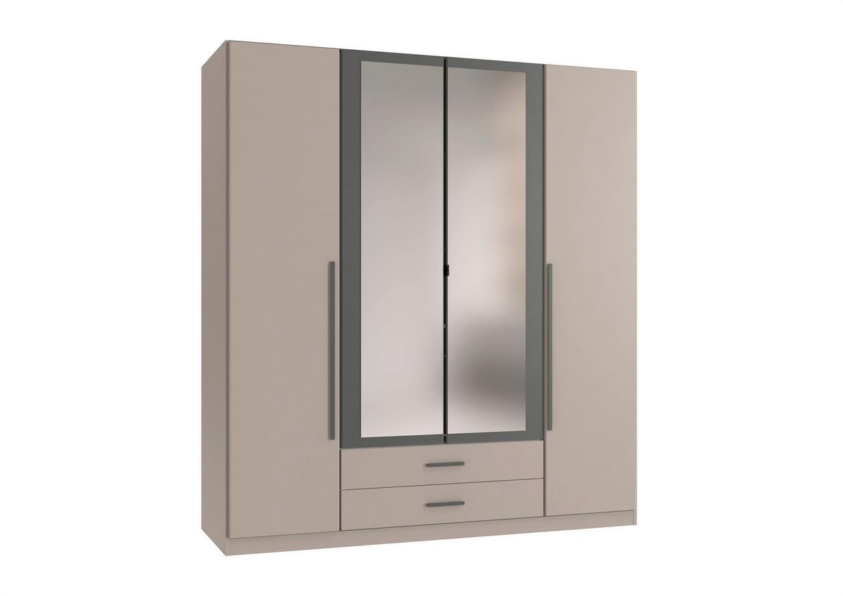 Drehtürenschrank Marburg Graphitfarben/Grau/Sahara - Graphitfarben/Eiche Artisan, KONVENTIONELL, Glas/Holzwerkstoff (180/199/58cm) - Mömax