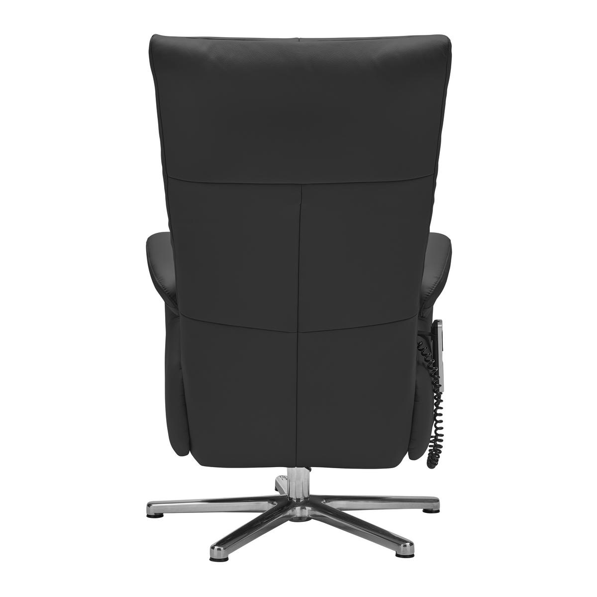 Relaxsessel Sitting 2 Schwarz - Chromfarben/Schwarz, MODERN, Leder (70/111/80cm) - Premium Living