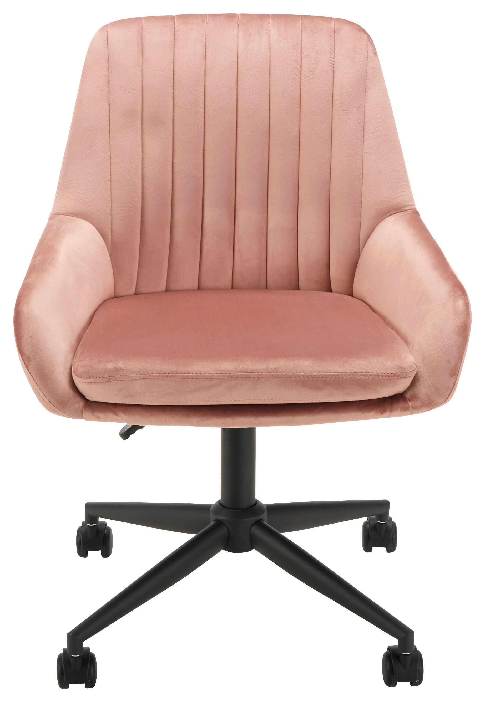Vrtljivi Stol Chilly, Roza, Žamet - roza/črna, Moderno, kovina/umetna masa (60/82,5-92/60cm) - Modern Living