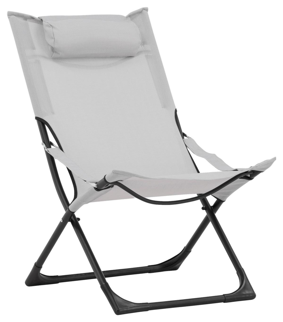 STRANDSTUHL SEVILLE - Schwarz/Grau, KONVENTIONELL, Textil/Metall (63/89/84cm) - Gardenson