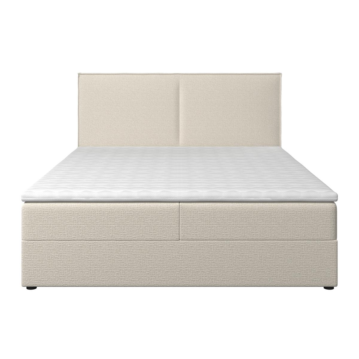 Boxbett Imola ca. 140x200 cm Creme inkl. Topper - Creme/Schwarz, MODERN, Holz/Kunststoff (140/200cm) - Bessagi Home