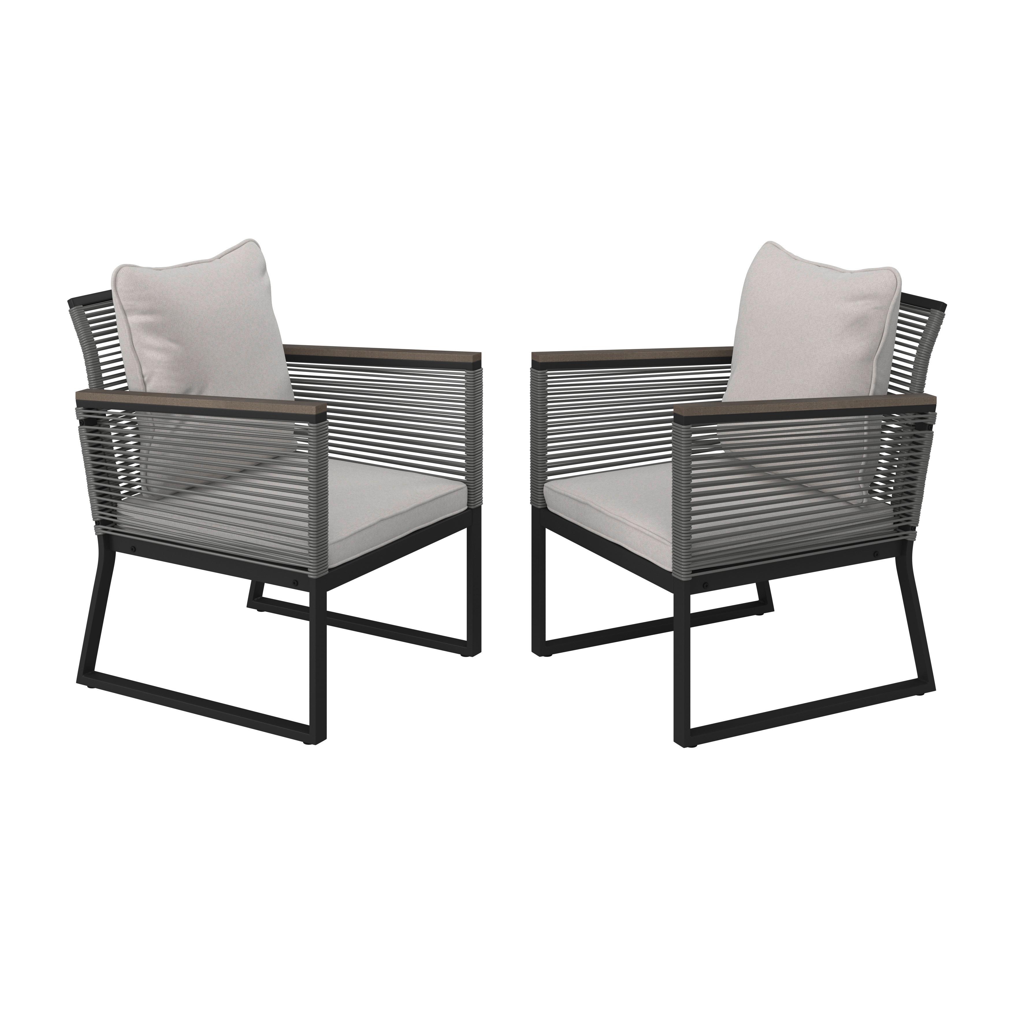 TRÄDGÅRDSSTOLAR SET TONI - mörkgrå/ljusgrå, Modern, metall/textil (57,5/73/60cm) - Bessagi Garden