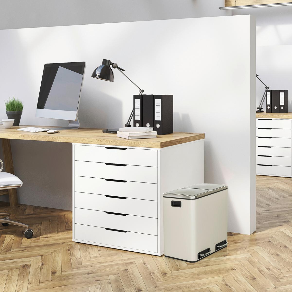 Abfallsammler Clean IX Beige/Schwarz - Beige/Schwarz, MODERN, Kunststoff/Metall (41,5/48/32cm) - MID.YOU