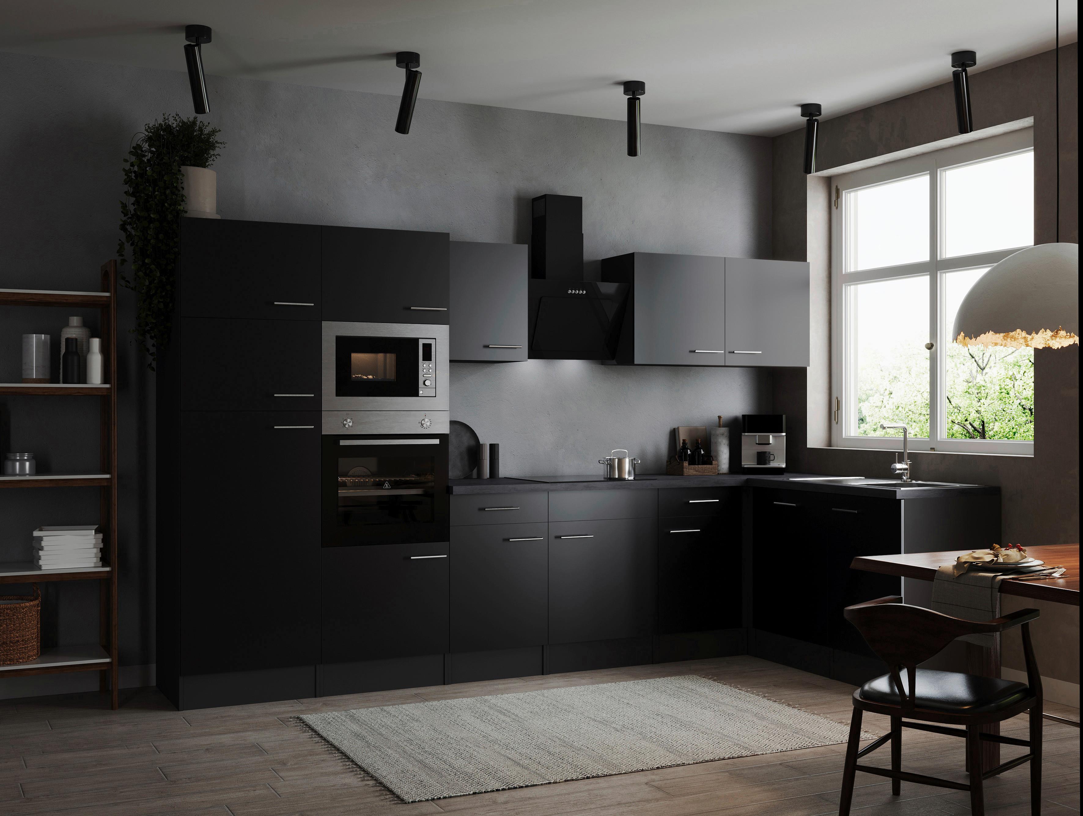 Kotna Kuhinja Z Aparati Oliver, 340x172cm - srebrne barve/črna, Design, kovina/leseni material (340/172cm) - Respekta