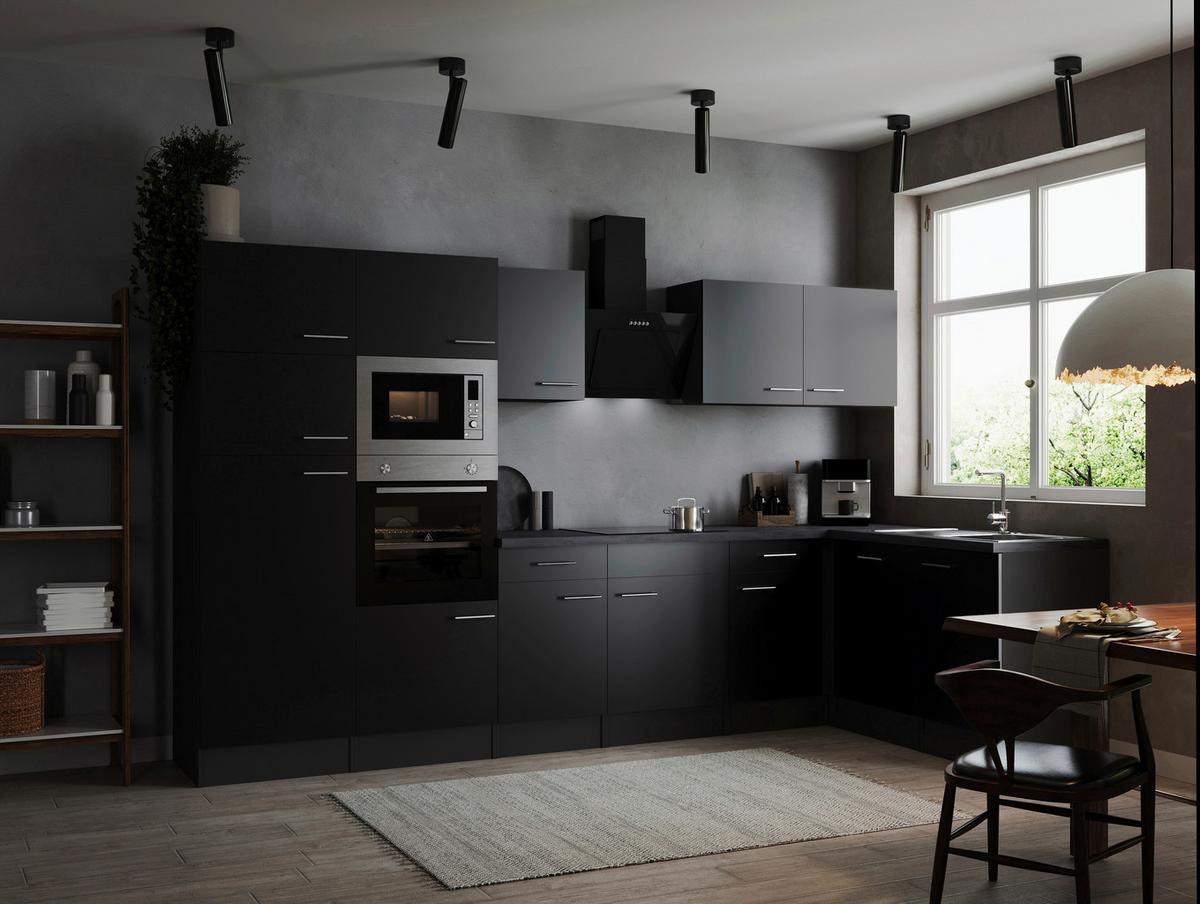 Kotna Kuhinja Z Aparati Oliver, 340x172cm - srebrne barve/črna, Design, kovina/leseni material (340/172cm) - Respekta