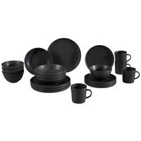 SERWIS OBIADOWO-ŚNIADANIOWY STONE BLACK - czarny, Trend, ceramika - Novel