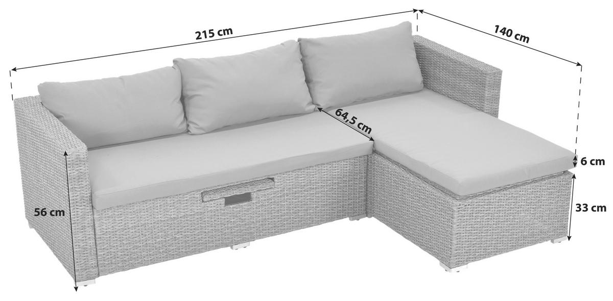Lounge Garnitura Veneto, Blazine - naravne barve, Moderno, kovina/umetna masa (215/140cm) - Gardenson