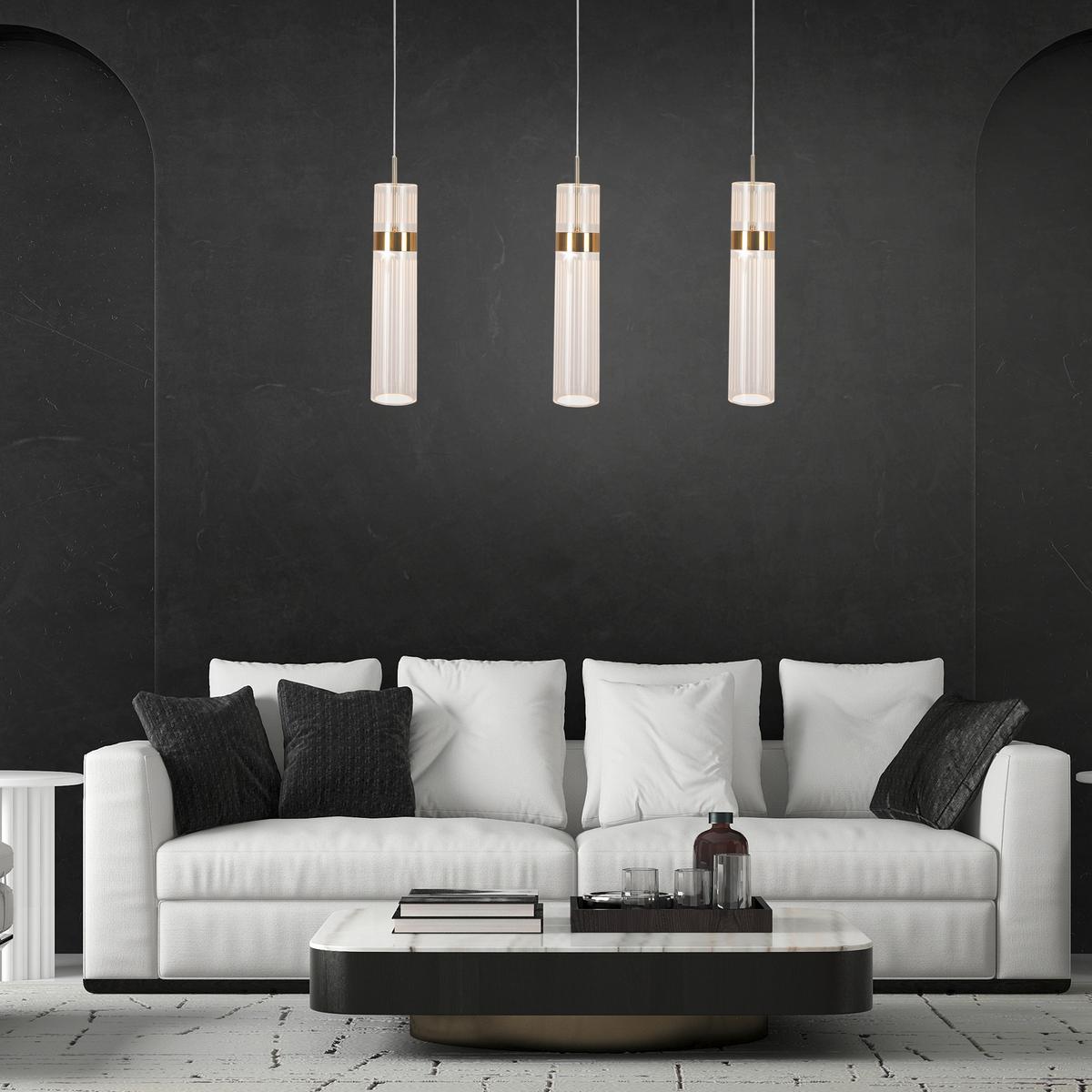 Led-hängeleuchte Lp-1510/3l Gd Ambiente 3 Gold - Goldfarben, Konventionell, Kunststoff (120/60/6cm)