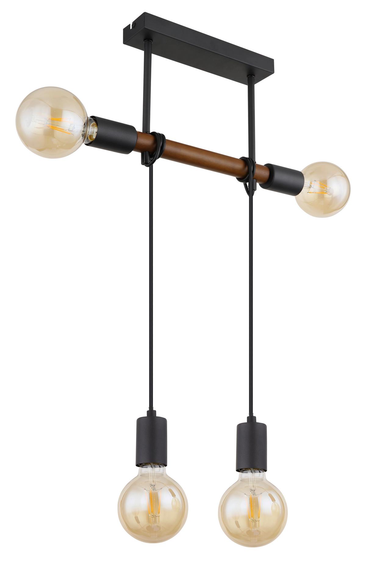 Hängeleuchte Heinrich Braun/Schwarz max. 40 Watt - Schwarz/Braun, Basics, Holz/Metall (39/6/100cm) - Globo