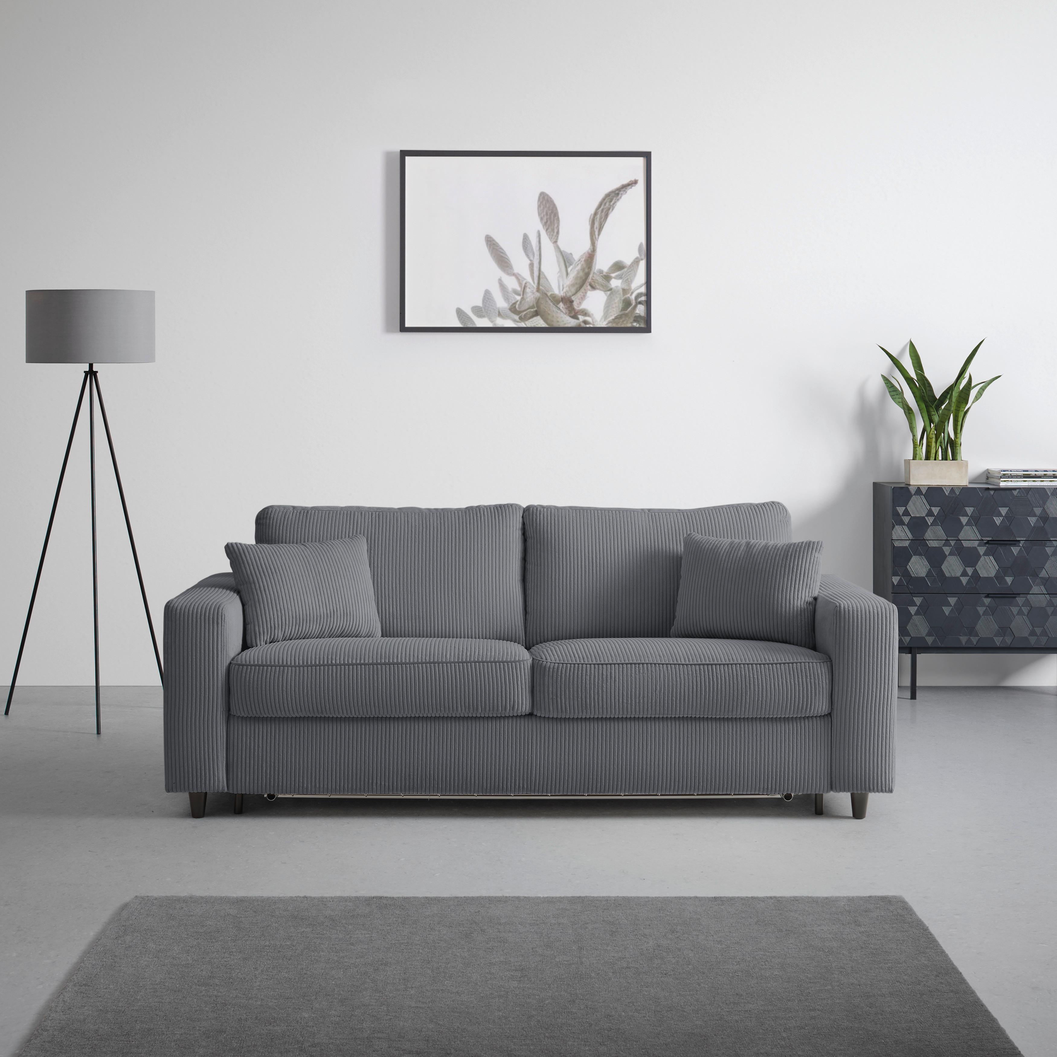 Schlafsofa Agneta Dunkelgrau - Dunkelgrau/Schwarz, MODERN, Holz/Textil (200/83/97cm) - Premium Living