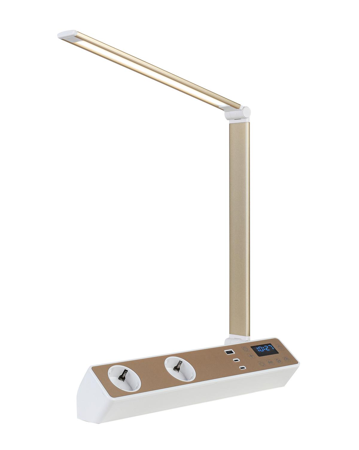 Íróasztali Lámpa Multi - rosé arany/fehér, Modern, műanyag/fém (33/10,5/37-66cm) - Mömax
