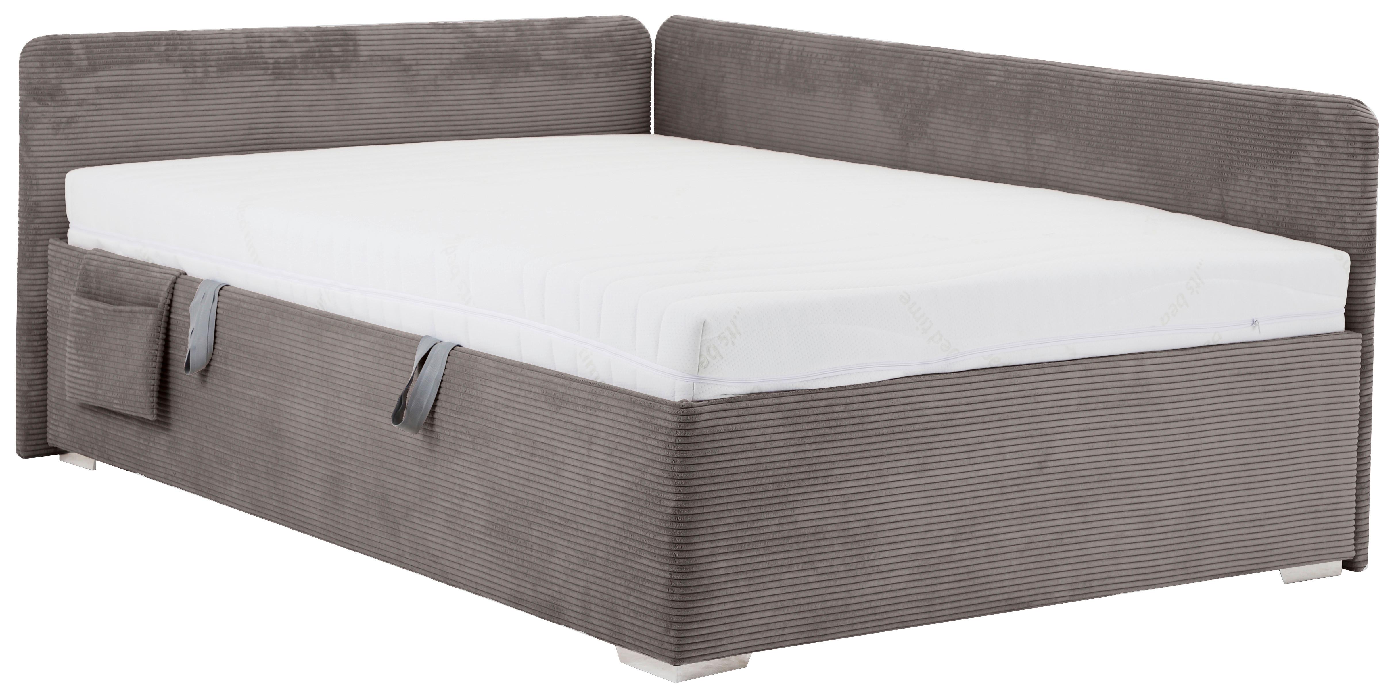 Bett Remi Grau ca. 120x200cm - Chromfarben/Naturfarben, KONVENTIONELL, Holz/Kunststoff (120/200cm) - Based