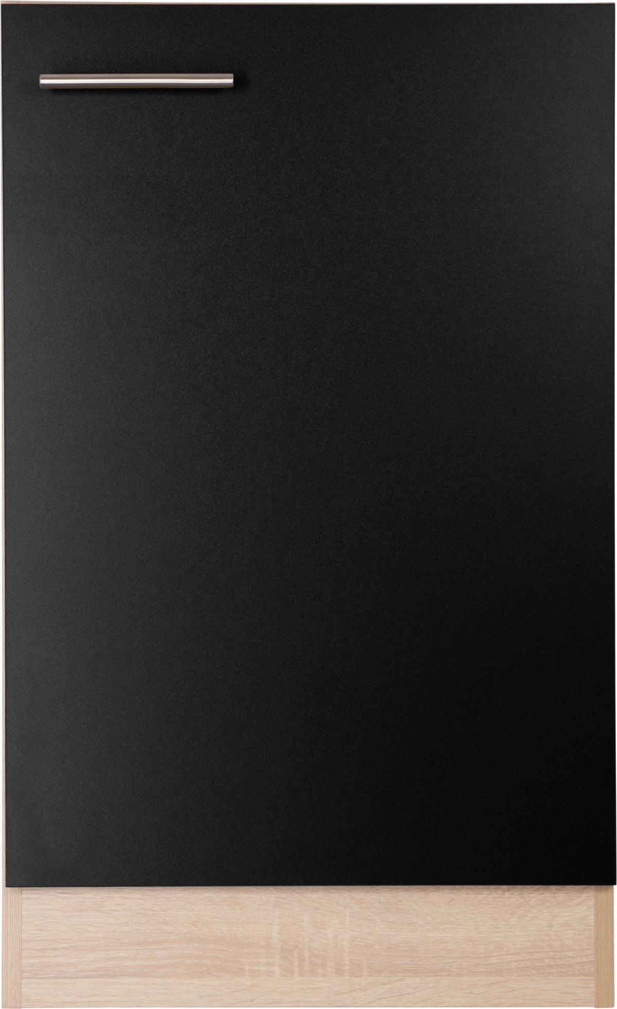 Spodnja Omarica Za Korito Merle, Barva Hrasta, Črna - srebrne barve/črna, Basics, kovina/leseni material (50/84,8/60cm) - Respekta