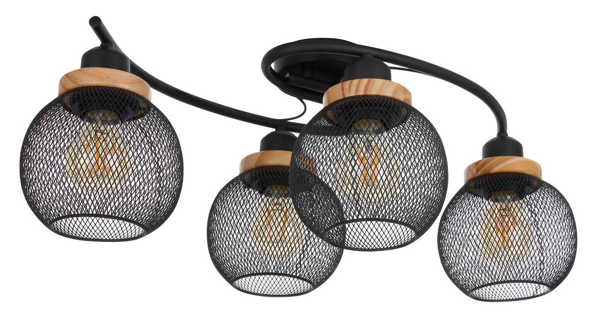 Deckenleuchte Pablo max. 40 Watt - Schwarz/Braun, MODERN, Holz/Metall (60/35/22cm)