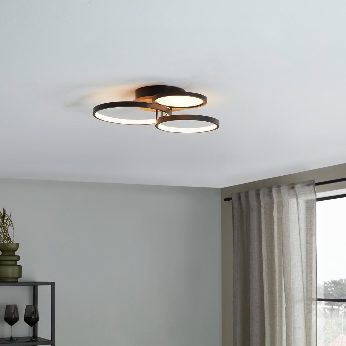 Led Mennyezeti Lámpa Sid - barna/fekete, Design, műanyag/faalapú anyag (40/38/10,5cm)