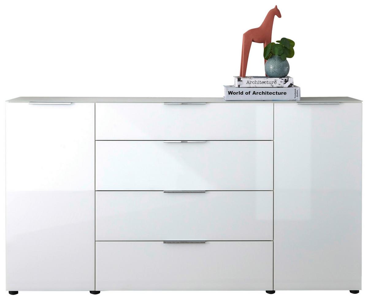 Sideboard Siena Weiss - Chromfarben/Weiss, Modern, Glas/Holzwerkstoff (180/99/40cm) - Mömax