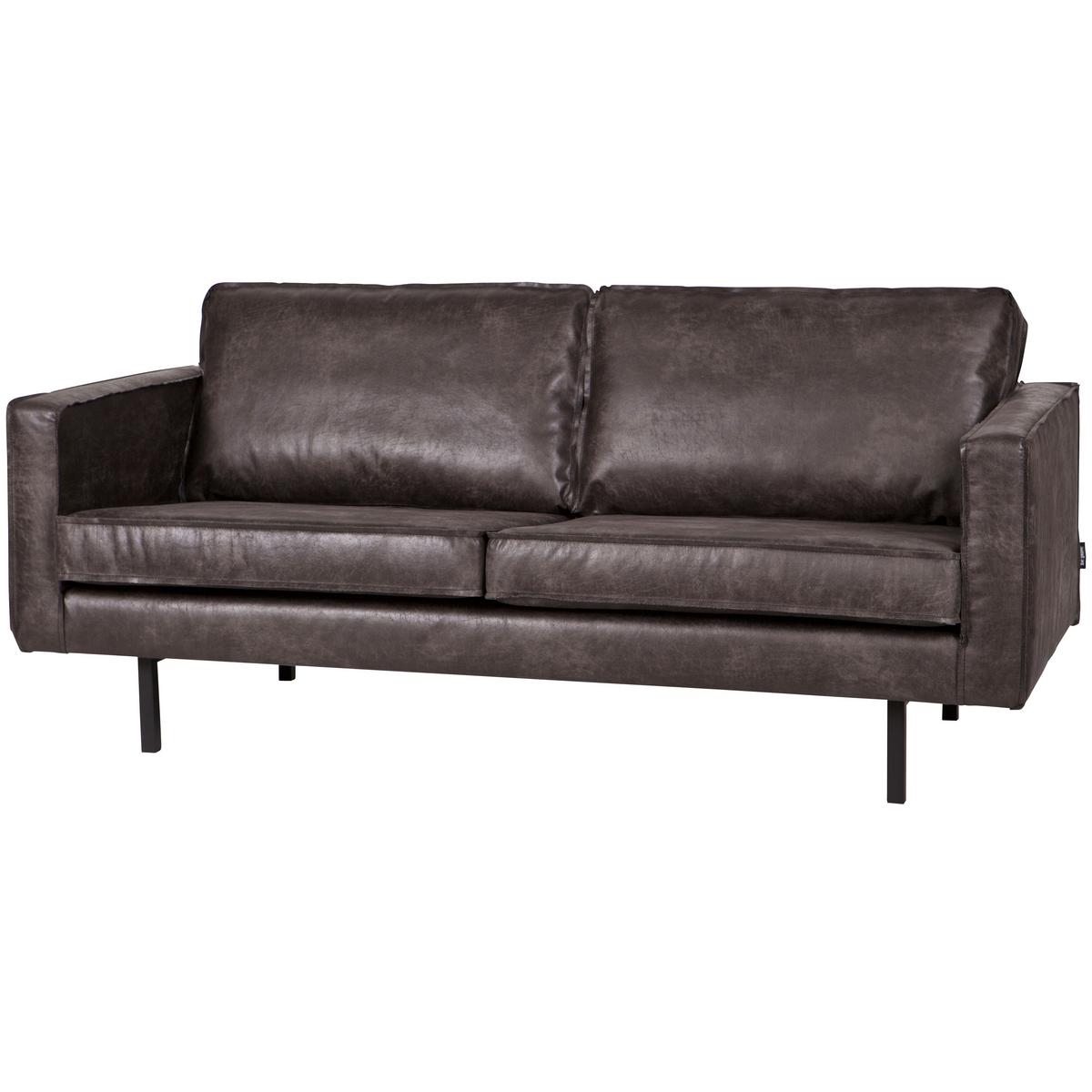 2,5-Sitzer Sofa Rodeo Schwarz B: 190cm - Schwarz, Design, Leder/Metall (190/85/86cm) - Livetastic