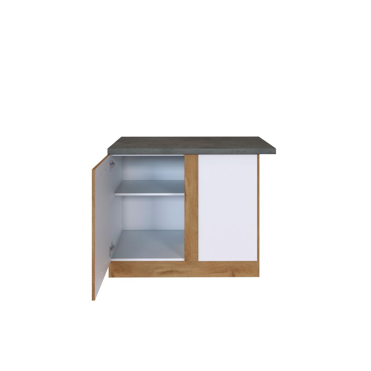 Held Eckunterschrank ca. 110 cm Eiche/Anthrazit - Chromfarben/Eichefarben, MODERN, Holzwerkstoff/Metall (110/85/60cm) - Held