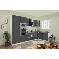Eckküche Premium Grau Hochglanz/Weiß ca. 345x172 cm - Weiß/Grau, MODERN, Holzwerkstoff (345/172cm) - Respekta