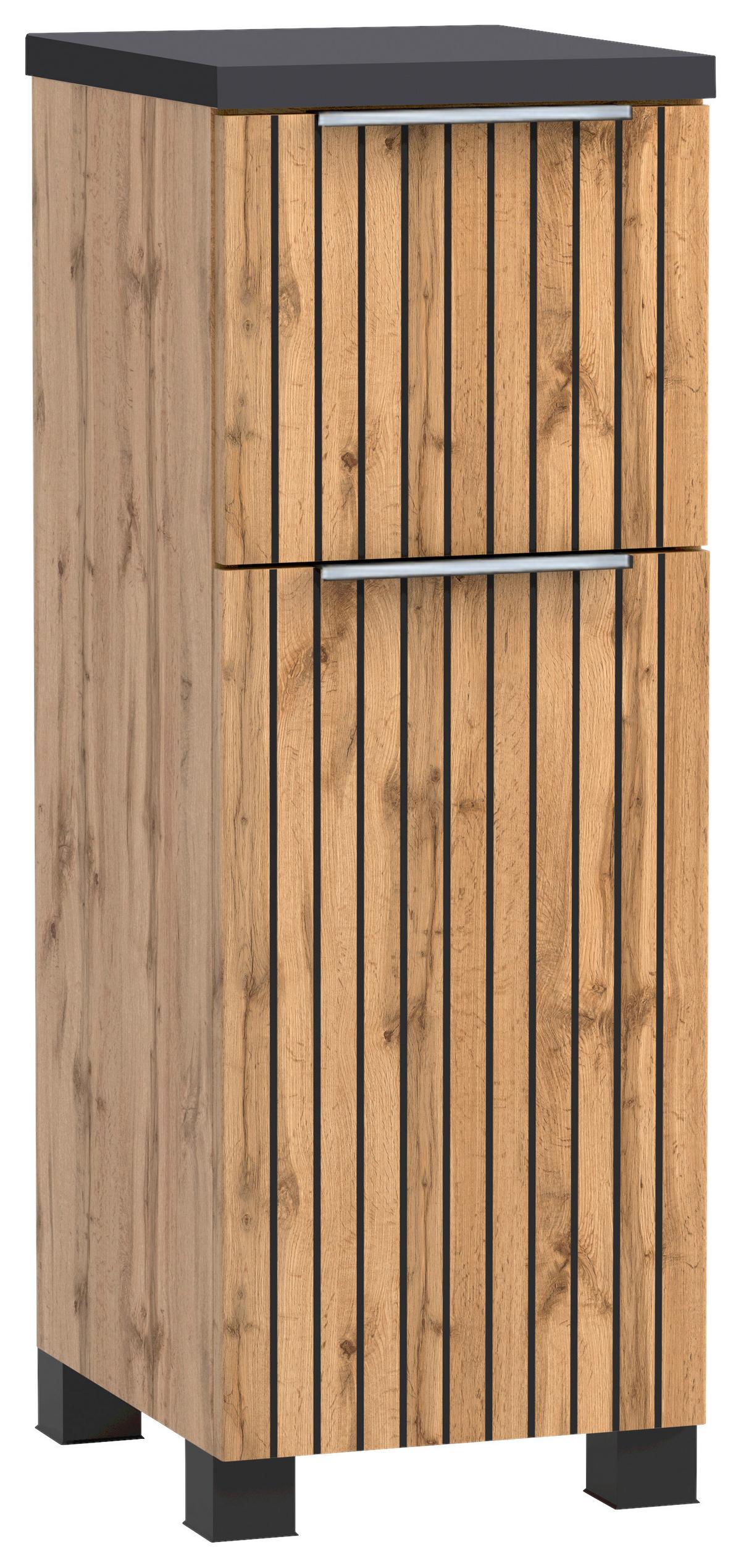 Unterschrank Jakarta Schwarz/Eiche Wotan - Eiche Wotan/Schwarz, MODERN, Holzwerkstoff/Metall (30/79/35cm) - Mömax