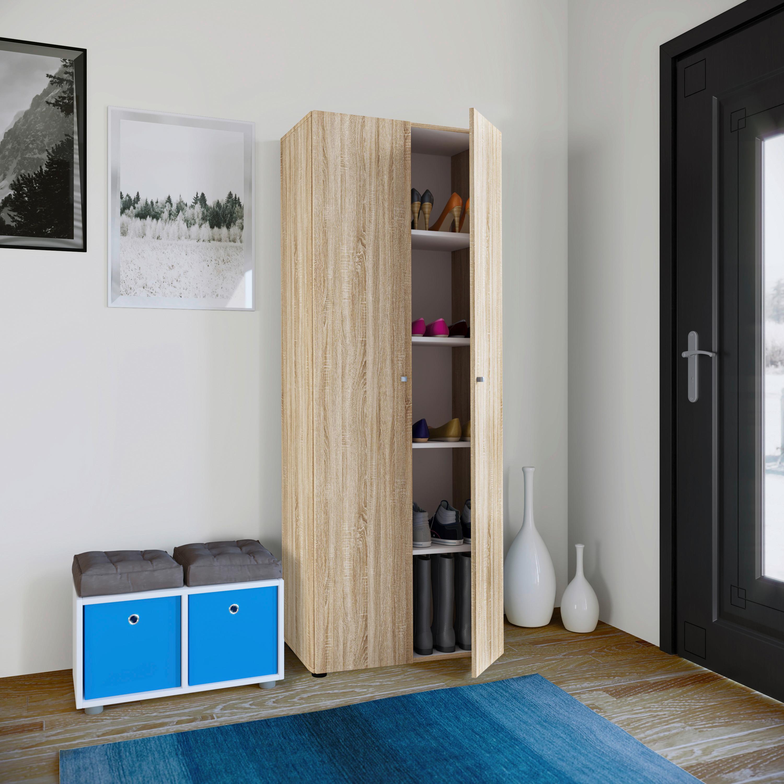 SCHUHSCHRANK VANDOL I 5 DT - Silberfarben/Schwarz, Design, Holzwerkstoff/Kunststoff (71/180/39cm) - MID.YOU