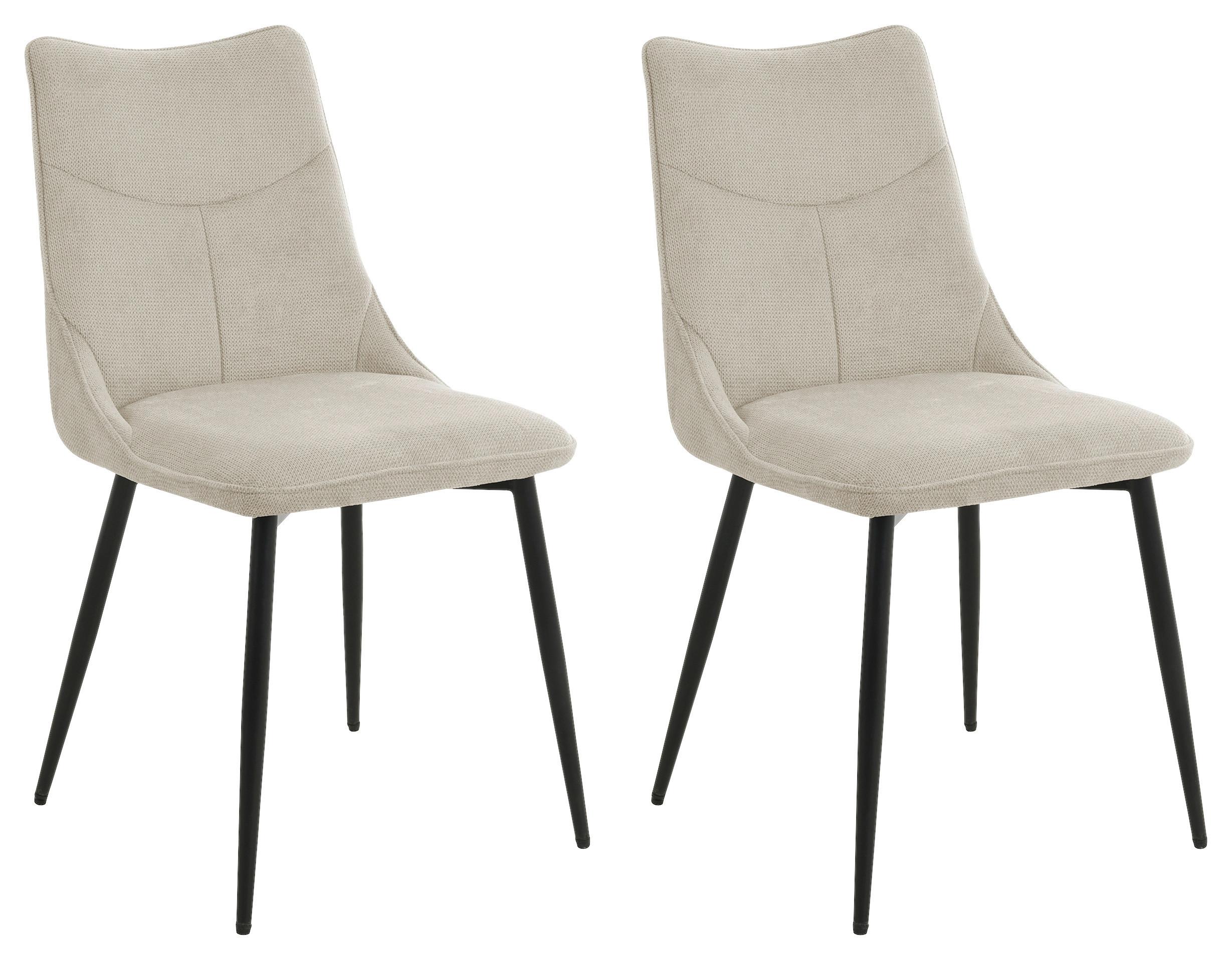 Stuhl-Set CARLO Taupe, Webstoff - Taupe/Schwarz, Design, Textil/Metall (59/88/47cm) - MID.YOU