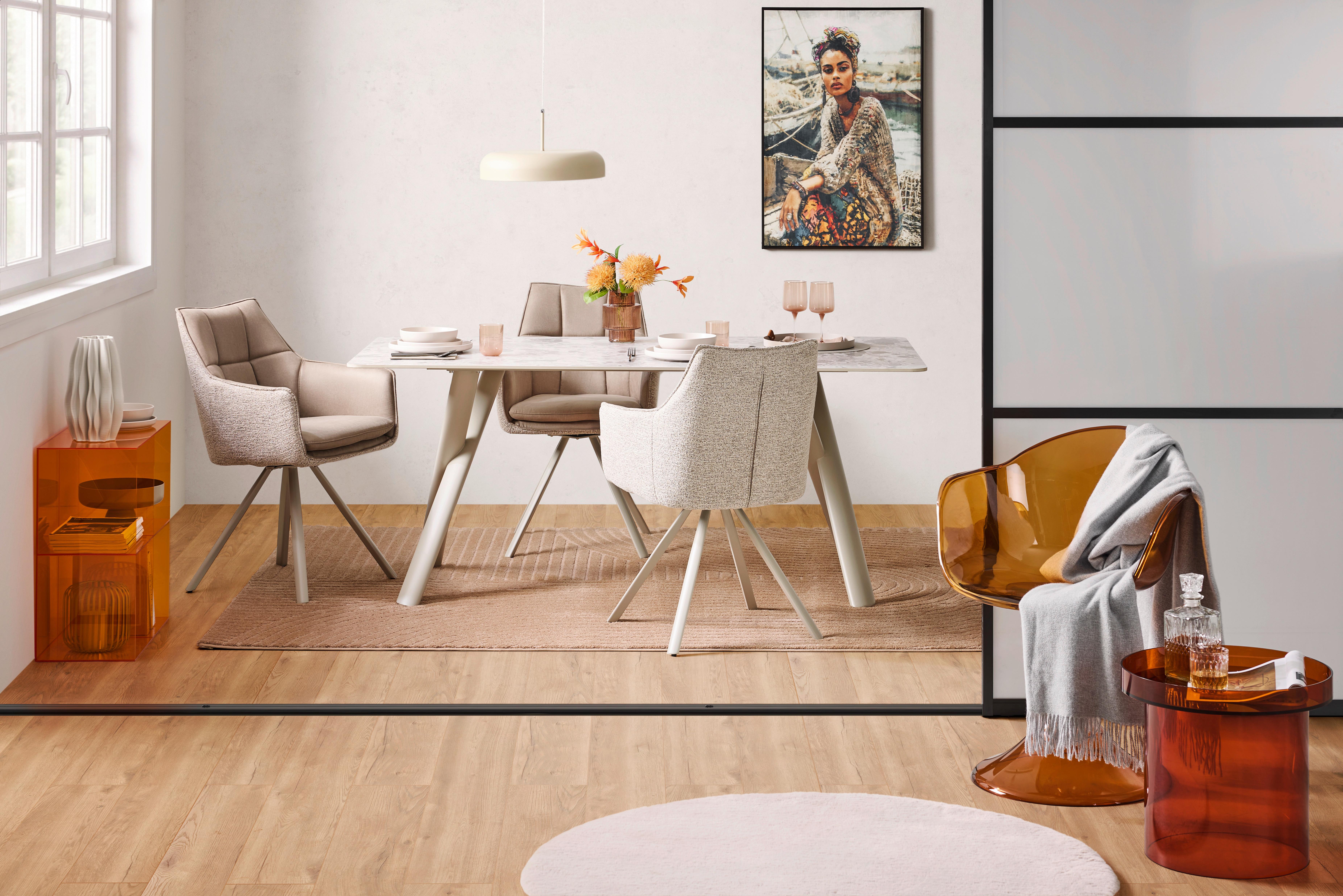 MATBORD ROBIN - beige/grå, Design, metall/sten (180/76/90cm) - Mömax