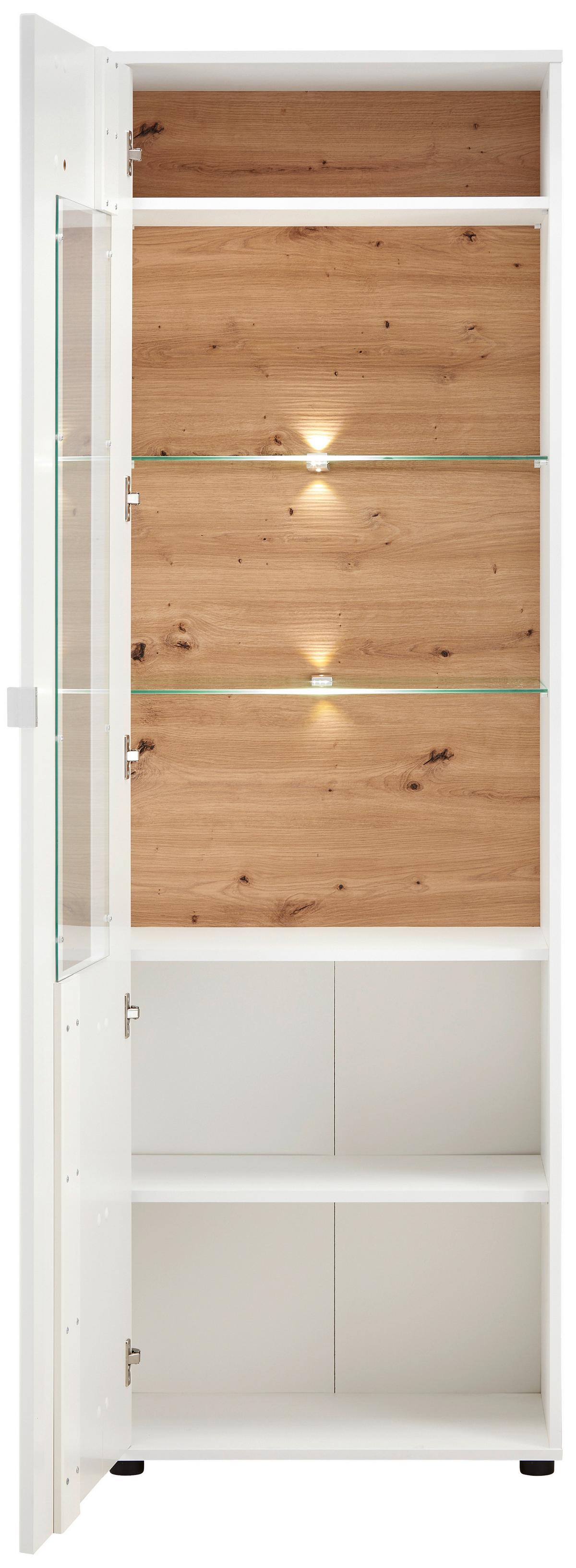 Vitrine in Weiss/Eiche Artisan - Chromfarben/Weiss, Modern, Glas/Holzwerkstoff (64/198/38cm) - Mömax