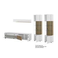 Wohnwand Hudson Weiß/Eichefarben - Eichefarben/Schwarz, Design, Glas/Holzwerkstoff (316/180/42cm) - MID.YOU