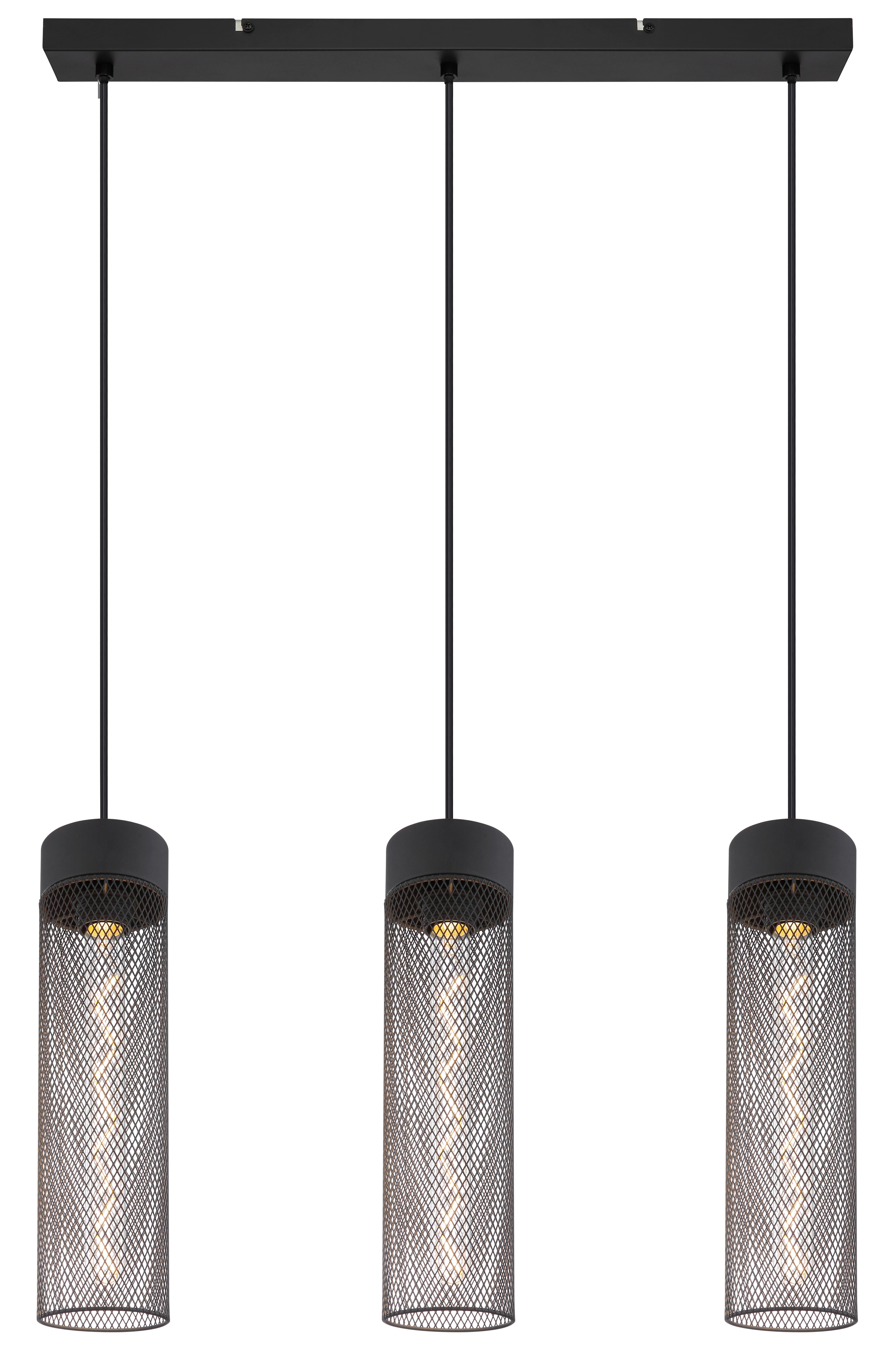 Hängeleuchte Hans Schwarz matt max. 40 Watt - Schwarz, Design, Metall (60/9,5/120cm) - Globo
