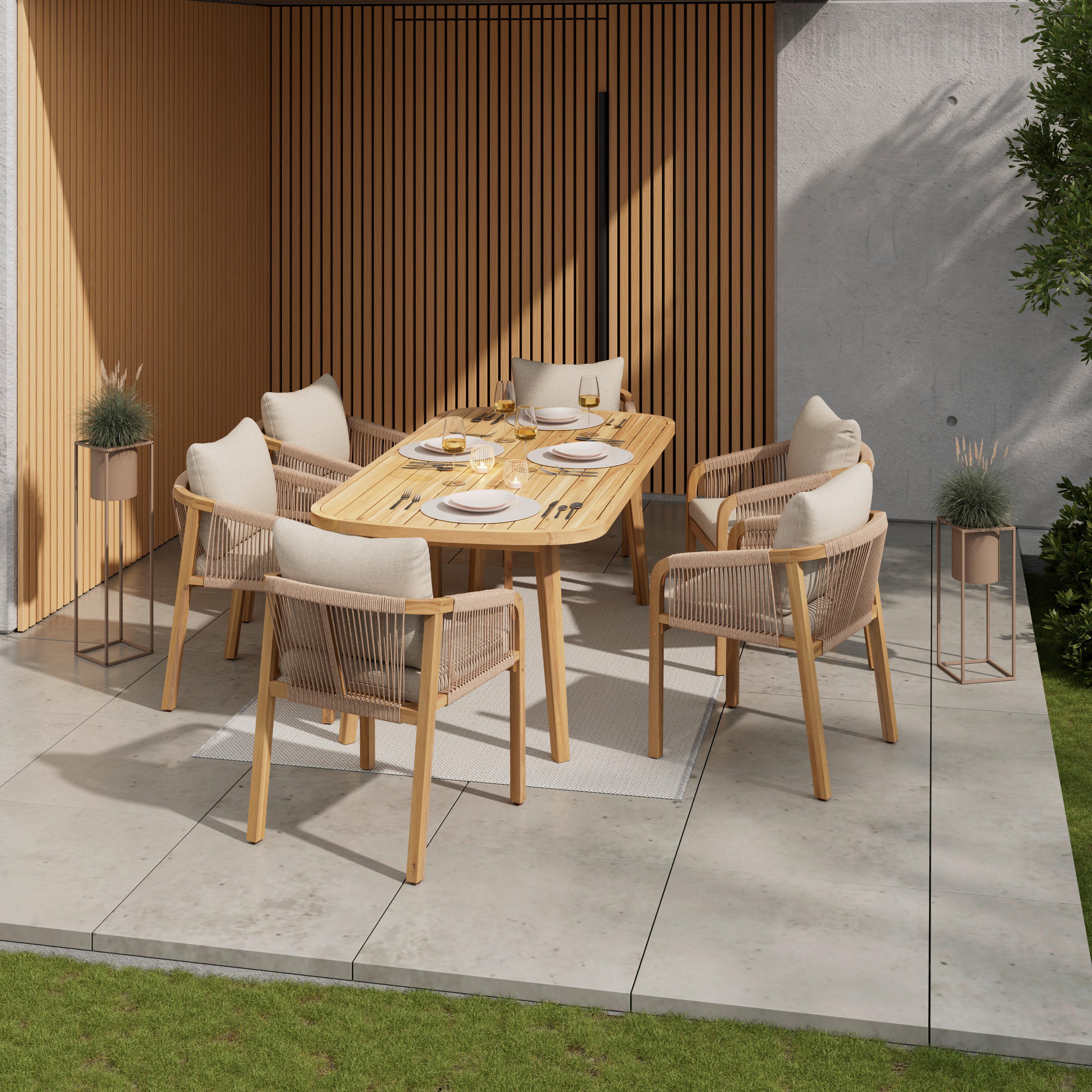 Gartentischgruppe Simba Akaziefarben, 7-teilig - Akaziefarben, Natur, Holz (100/200/77cm) - Mömax