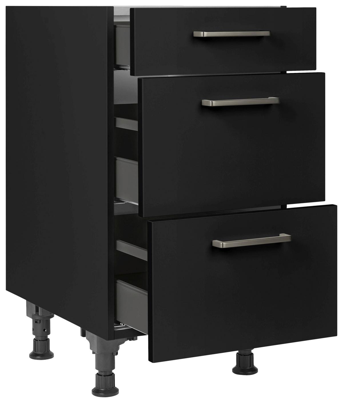 Schubkastenunterschrank Touch Schwarz - Edelstahlfarben/Schwarz, MODERN, Holzwerkstoff/Metall (45/87/56cm) - Nobilia