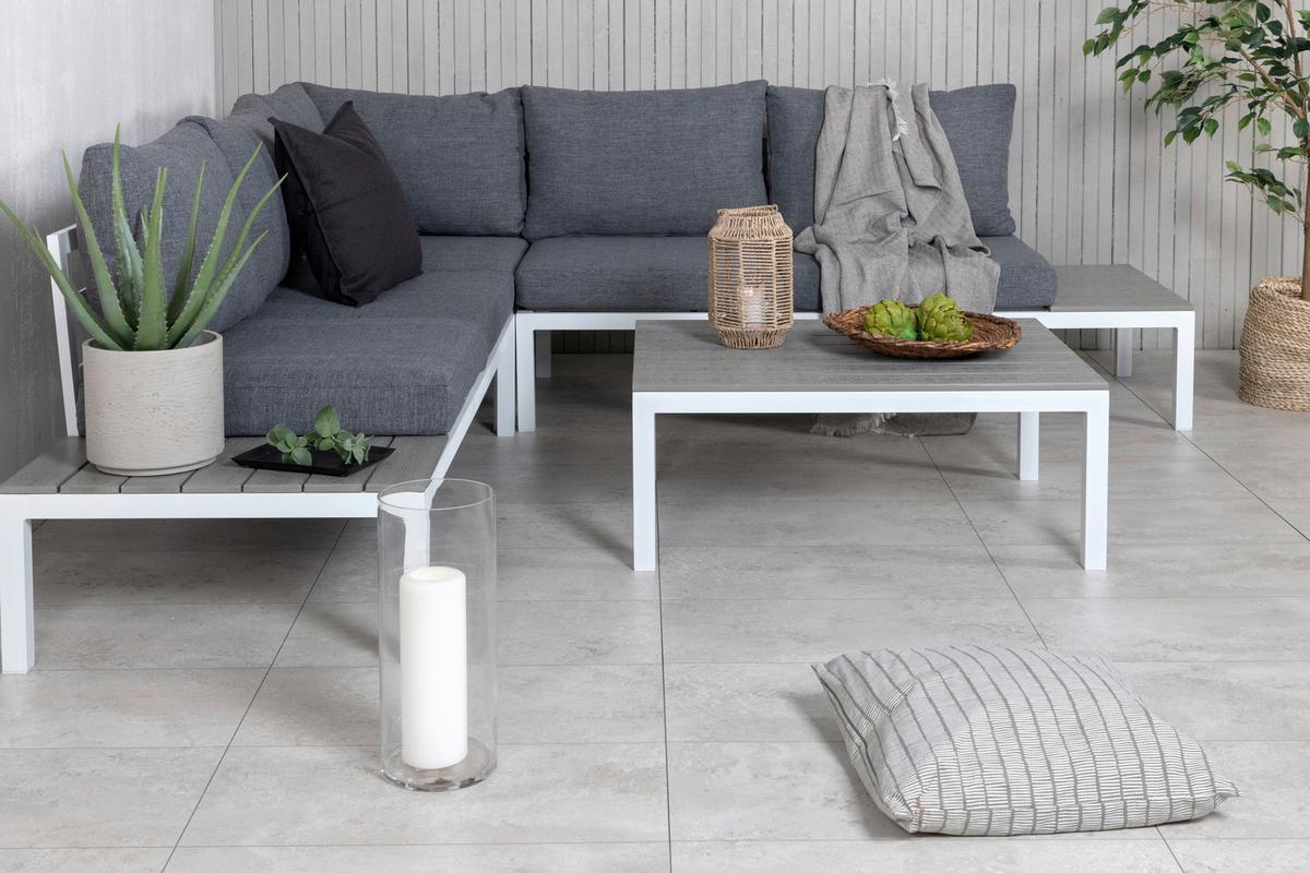 Loungegarnitur Odense ca. 133x167 cm Weiß - Weiß, KONVENTIONELL, Metall (133/167cm) - Gardenson