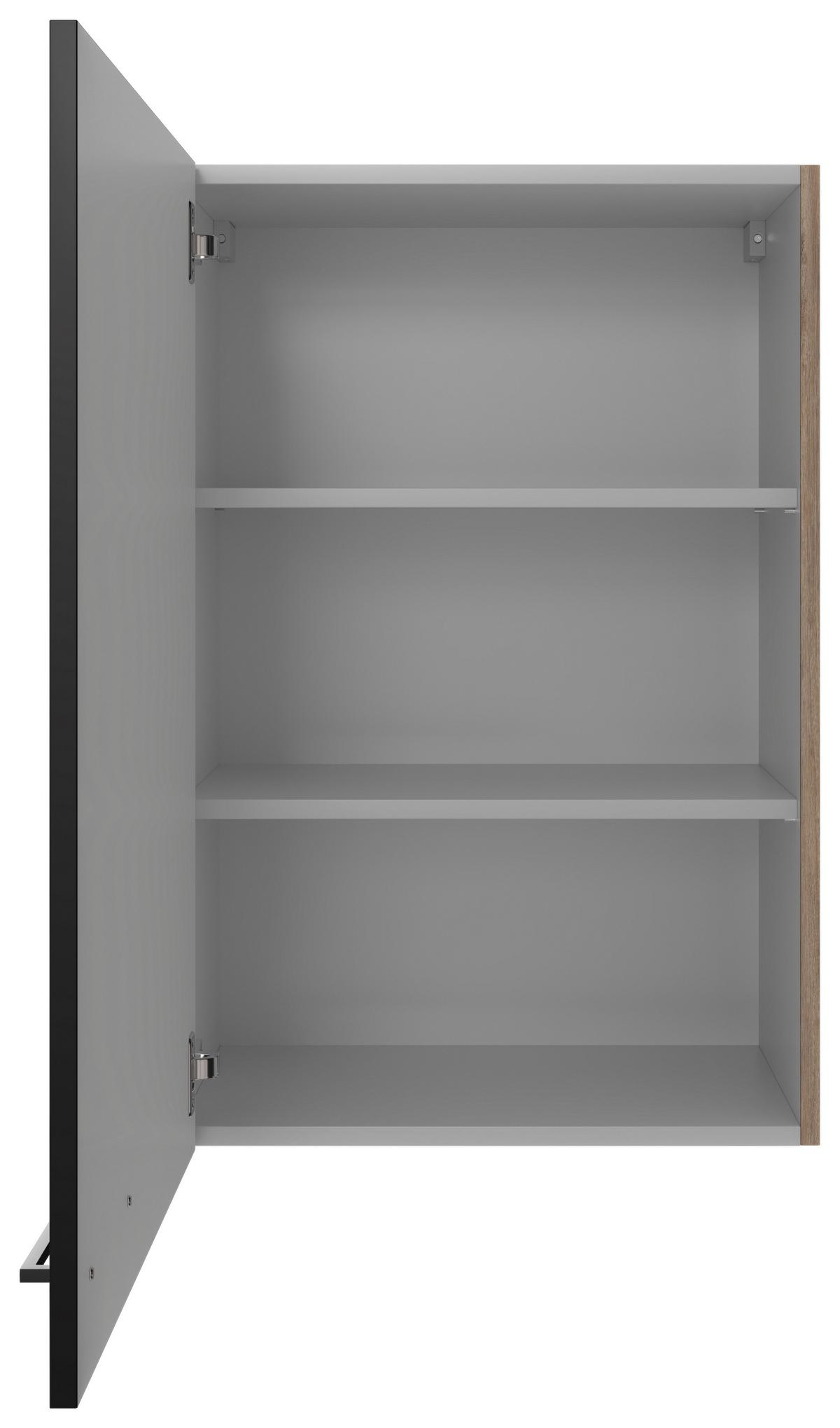 Kuhinjska Zgornja Omarica Capri, Črna, Hrast - črna/barve hrasta, Konvencionalno, kovina/leseni material (60/89/32cm) - FlexWell