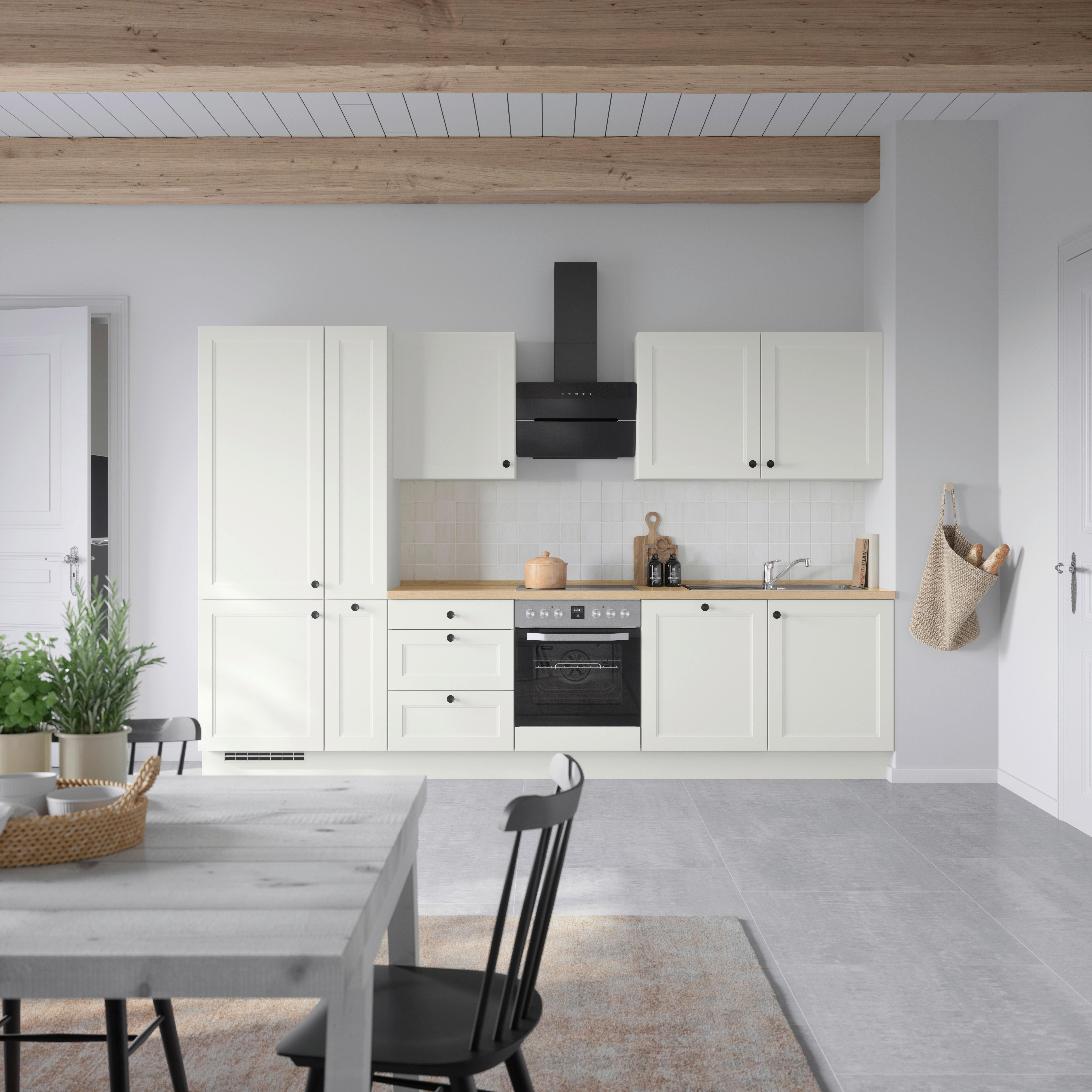 Küchenblock Cascada High m. Geräten Weiß - Eichefarben/Schwarz, MODERN, Holzwerkstoff/Metall (330cm) - Nobilia